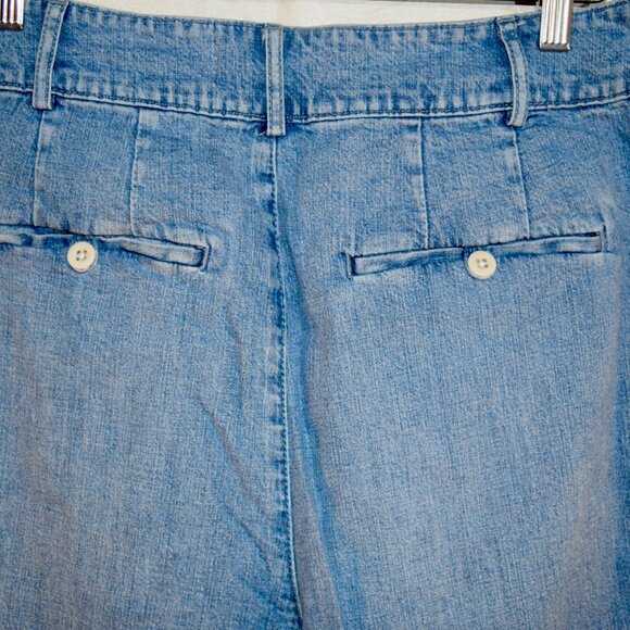 Madewell High Rise Pleated Wide-Leg Crop Denim Jeans Size 12 Light Wash - Picture 4 of 4